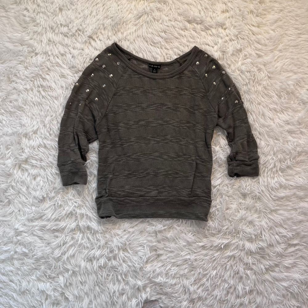 y2k green studded slouchy poncho bat wing long sleeve sweater top medium
